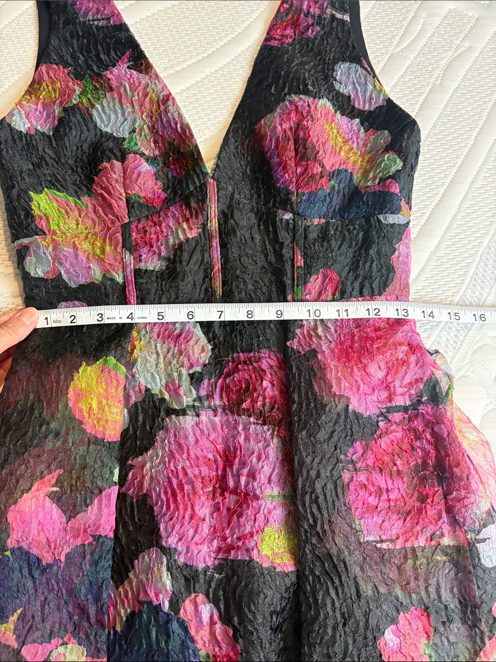 MONIQUE LHUILLIER Gisellle Crinkled Floral Organza Midi-Dress Size 2 NWT - Picture 8 of 9